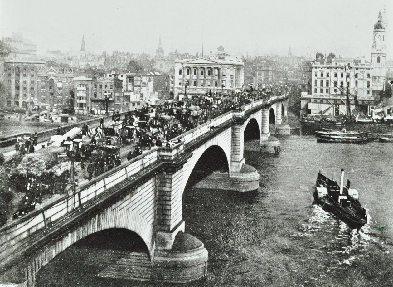 London Bridge: lóvontatású forgalom a hídon, 1895 alkotó: English Photographer