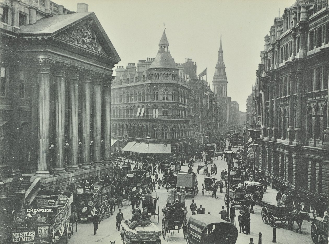 Mappin és Webb, Cheapside, a Mansion House-ból nyugatra néz, London City, 1895 alkotó: English Photographer