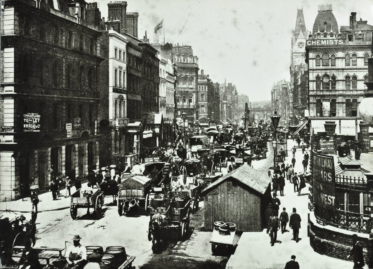A New Bridge Street a Ludgate Circusra néz, London City, 1890 alkotó: English Photographer