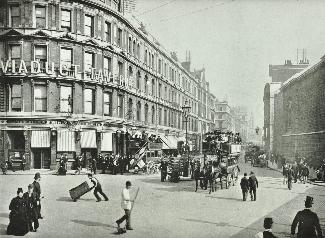 Newgate Street, Old Bailey-től keletre nézve, London City, 1890 alkotó: English Photographer