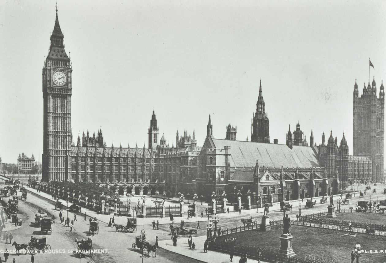 Parliament Square, Westminster LB: keletre néz a Big Benre és a Parlament házaira, 1895 alkotó: English Photographer