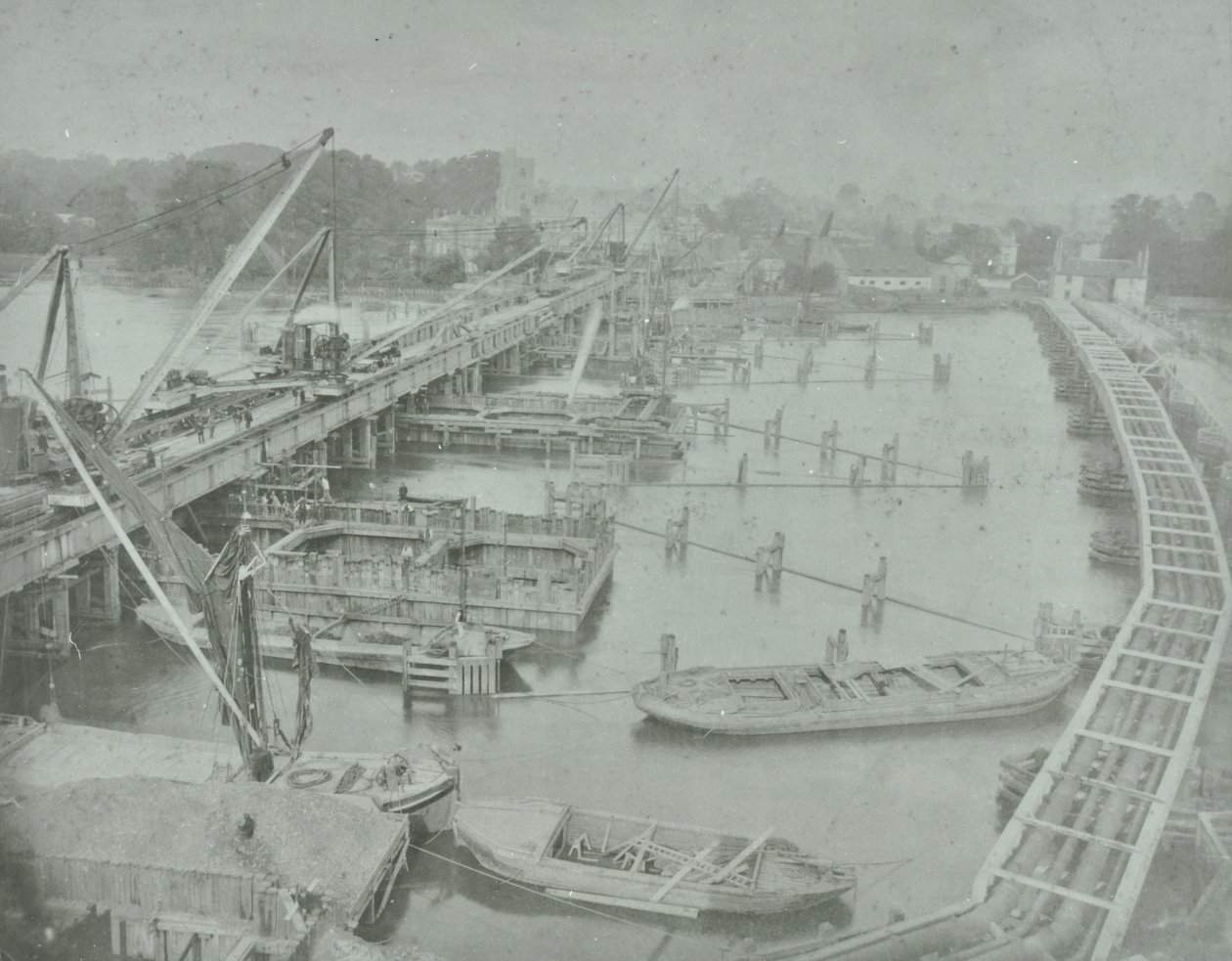 Putney-híd: új híd alapozása, 1883 alkotó: English Photographer