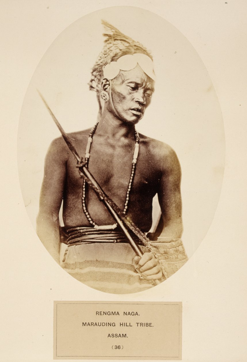 Rengma Naga, Marauding Hill Tribe, Assam, The People of India, J. Forbes Watson, megjelent 1868-ban (albumnyomat) alkotó: English Photographer