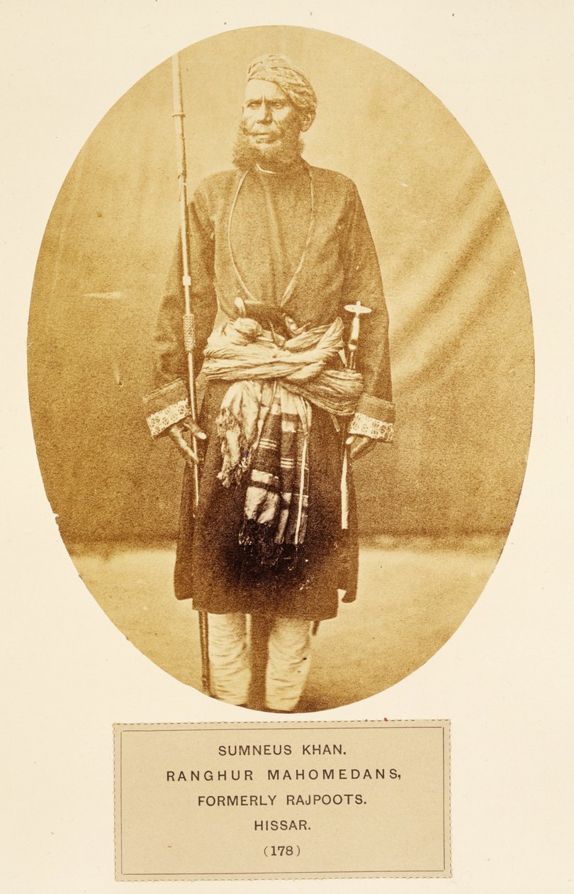 Sumner Khan, Ranghur Mahomedans, korábban Rajputs, Hisar, a The People of India, J. Forbes Watson, kiadta 1868 (albumnyomat) alkotó: English Photographer