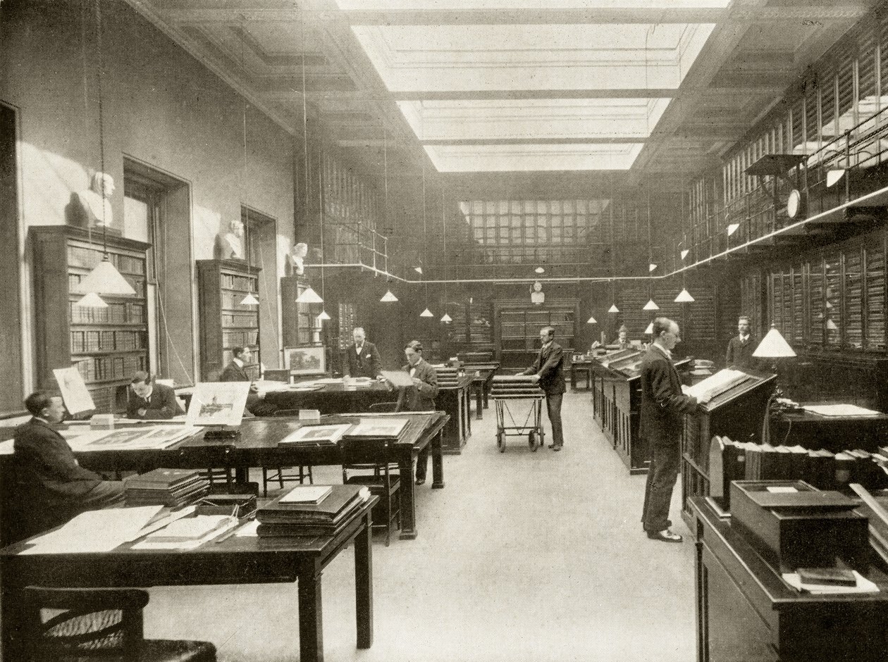 A British Museum Print Room, 1900 körül, Alfred Whitman „The Print-Collector
