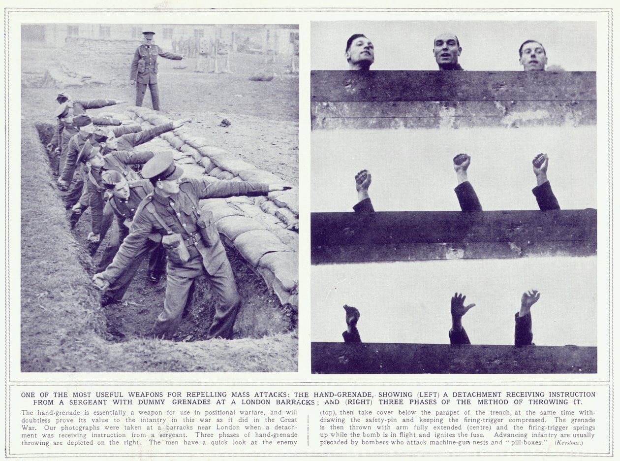 The Hand Grenade, a The Illustrated War News-ból, 1939. november 22-én jelent meg alkotó: English Photographer