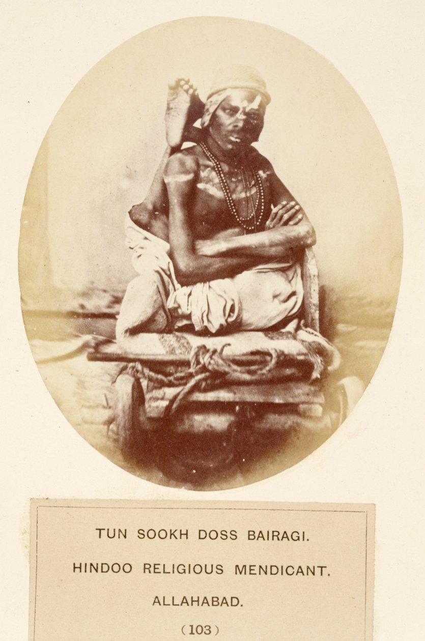 Tun Sookh Doss Bairago, Hindu Religious Mendicant, Allahabad, The People of India, J. Forbes Watson, megjelent 1868 (albumnyomat) alkotó: English Photographer