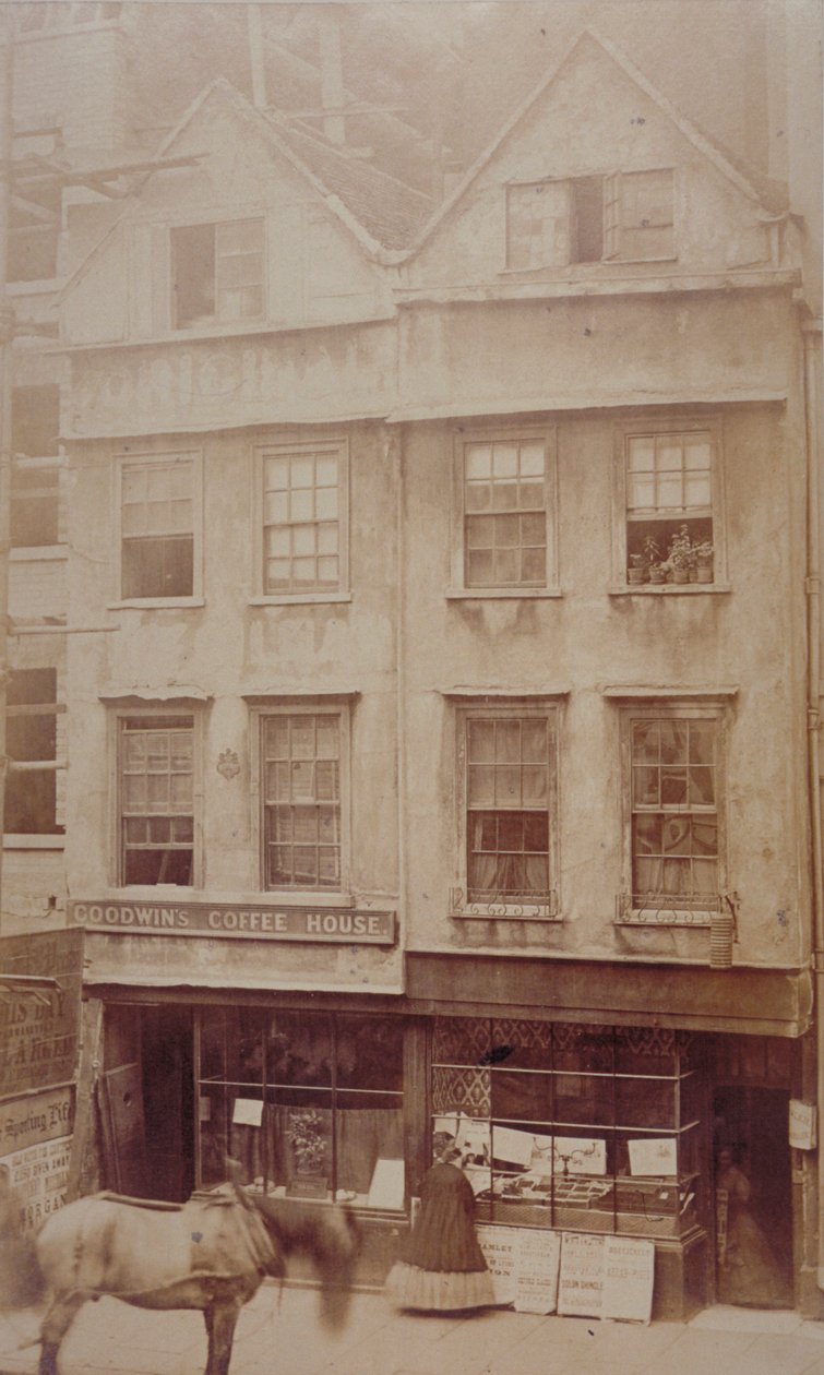 Kilátás a Goodwins Coffee House-ra, Aldersgate Street, 1880 körül (szépia nyomat) alkotó: English Photographer