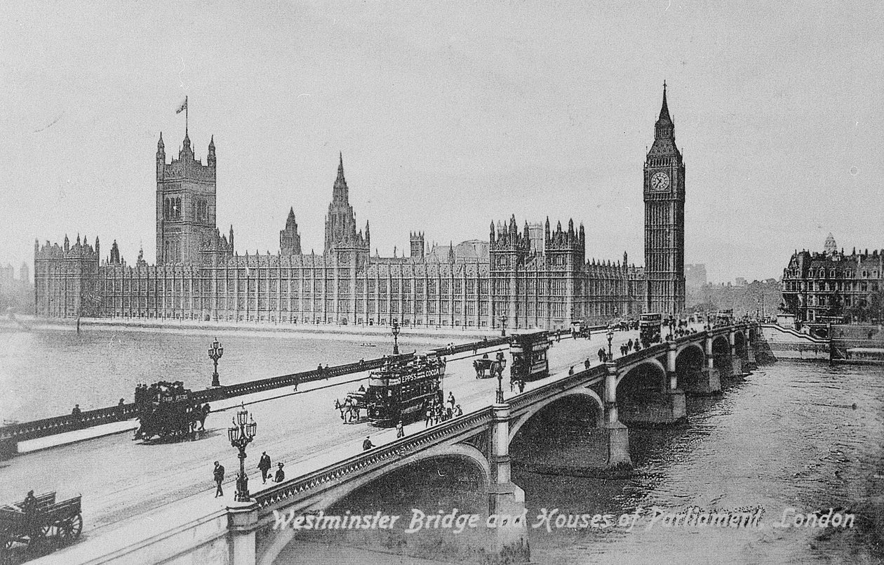 Westminster híd és a Parlament épülete, 1902 körül alkotó: English Photographer