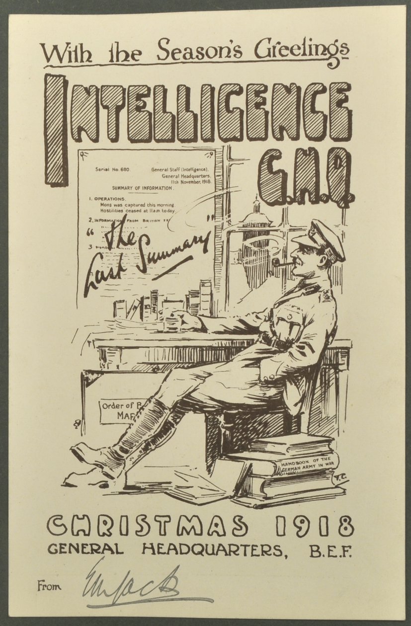 A Seasons Greetings, Intelligence G.H.Q., 1918 karácsonya E. M. Jacktől, 1918 alkotó: English Photographer