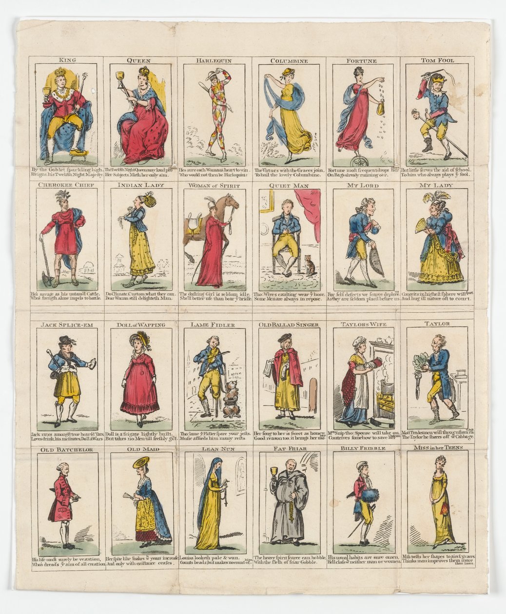 24 tizenkettedik éjszaka karakterei, 1818 (kézzel színezett metszet) alkotó: English School