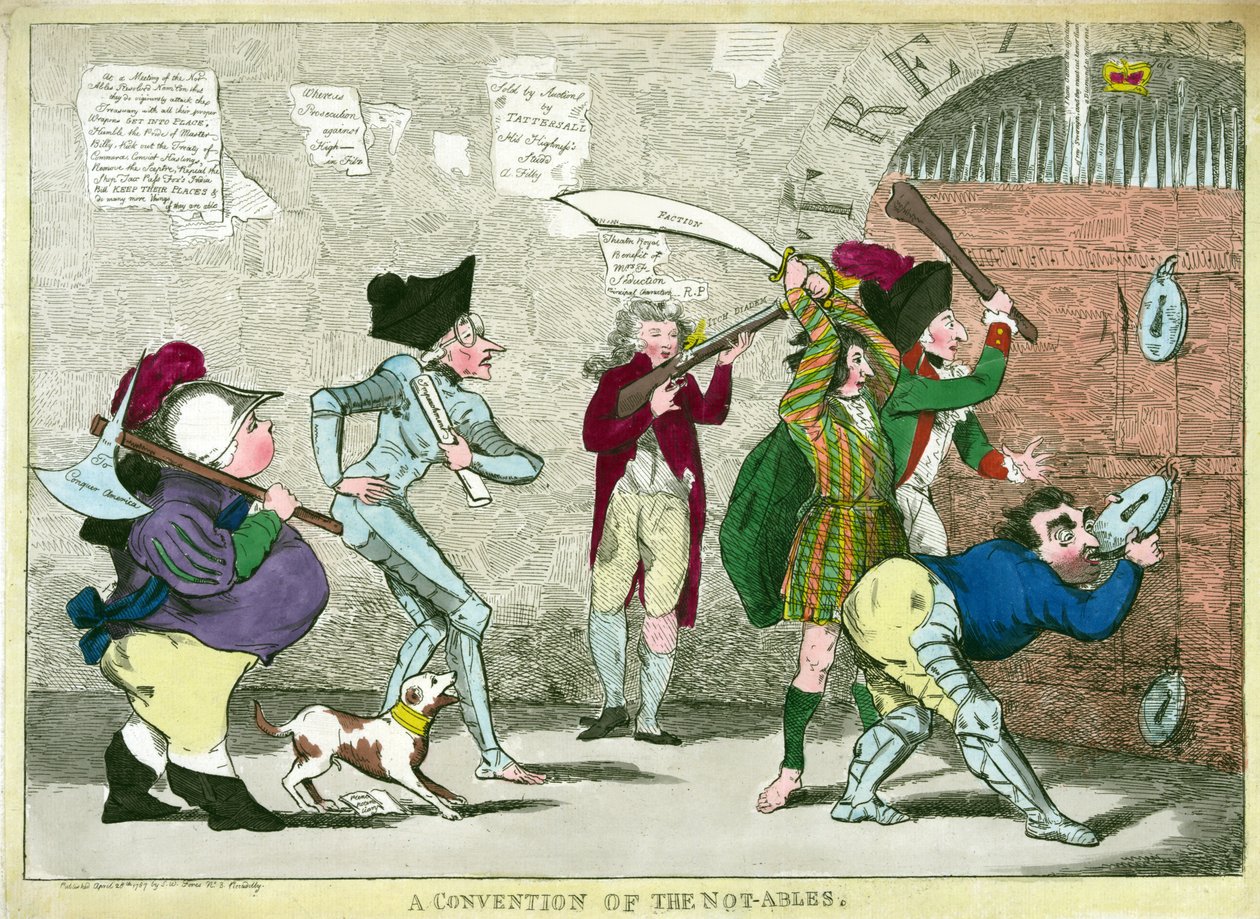 A Nem Képesek Konventje, pub. 1787 (kézzel színezett metszet) alkotó: English School