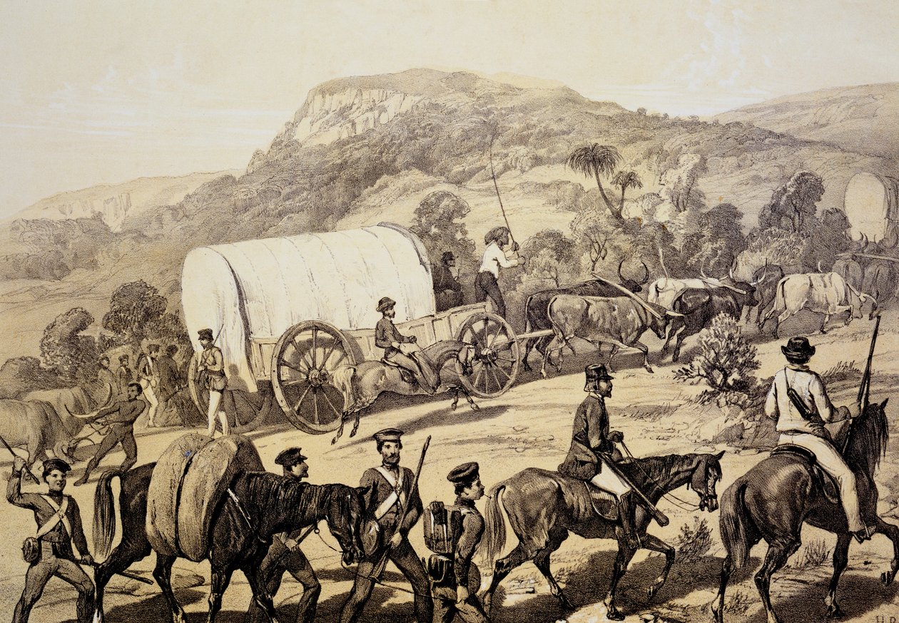 A kocsikonvoj kafirlandi jelenetekből és az 1851-53-as kafir háború eseményeiből alkotó: English School