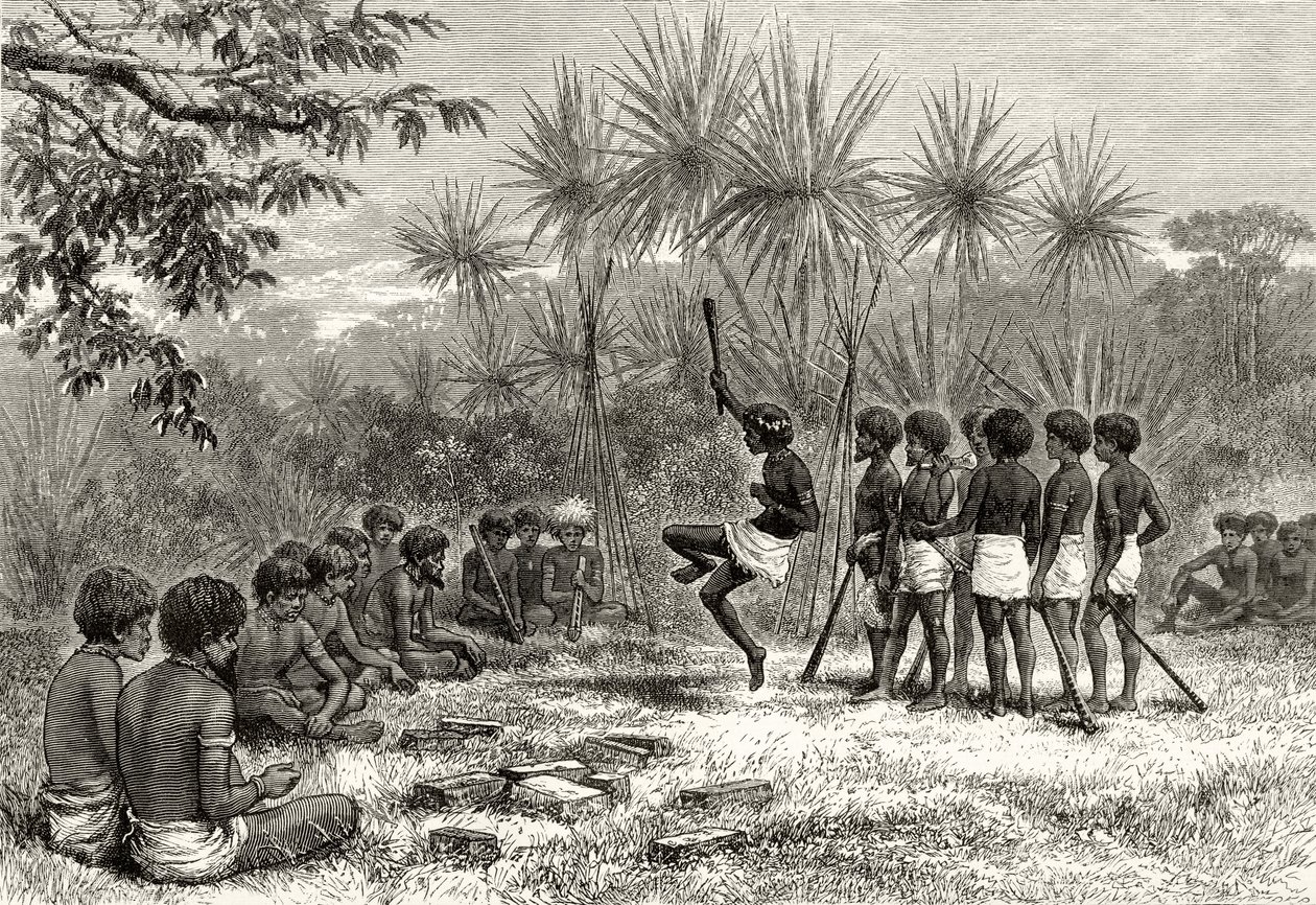 A Corroboree, 1880 körül, Howard Willoughby „Australian Pictures” című művéből, a Religious Tract Society, London, 1886 alkotó: English School