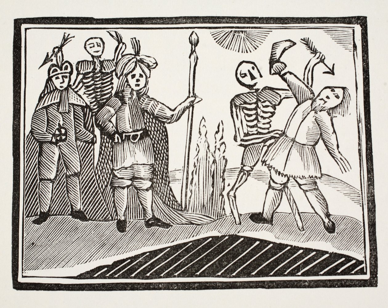 Dialógus egy vak ember és a halál között, illusztráció a Chap-books of the Eightenth Century-ből, John Ashton, pub. 1882 alkotó: English School