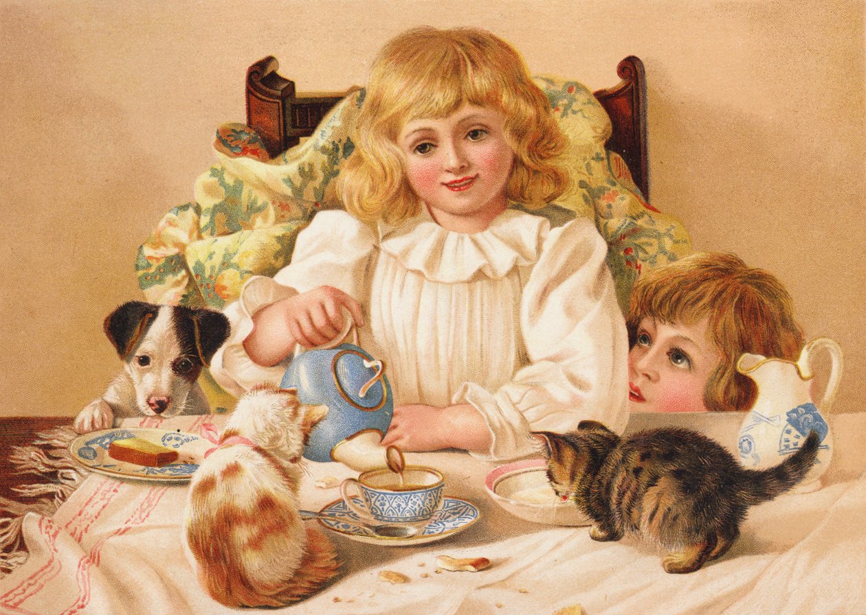 Családi teadélután (chromolitho) alkotó: English School