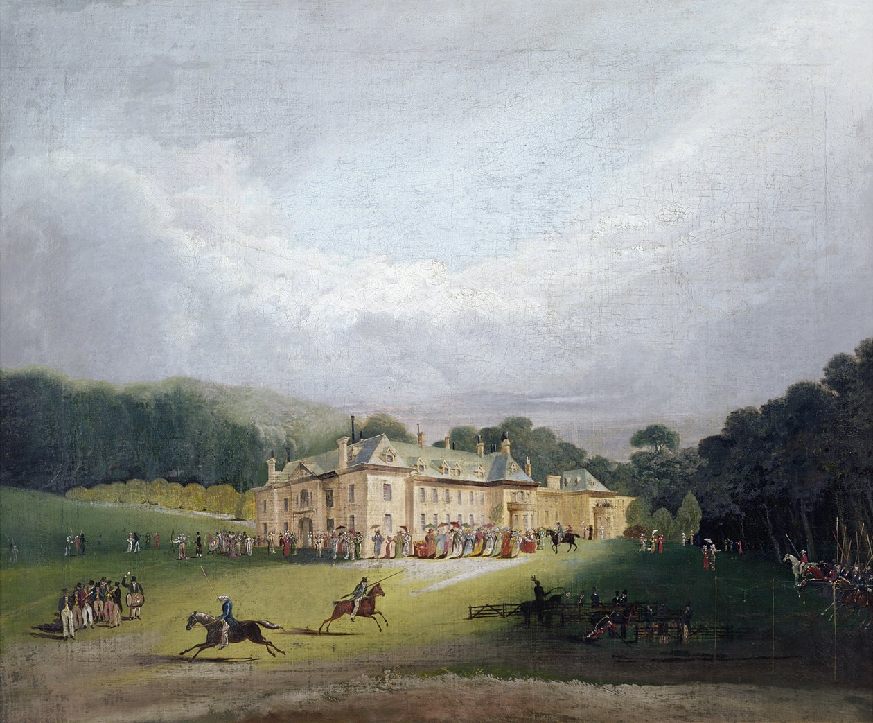 A Firle-i ünnepség, ahol a Quintain ősi játékát elevenítették fel 1827-ben alkotó: English School