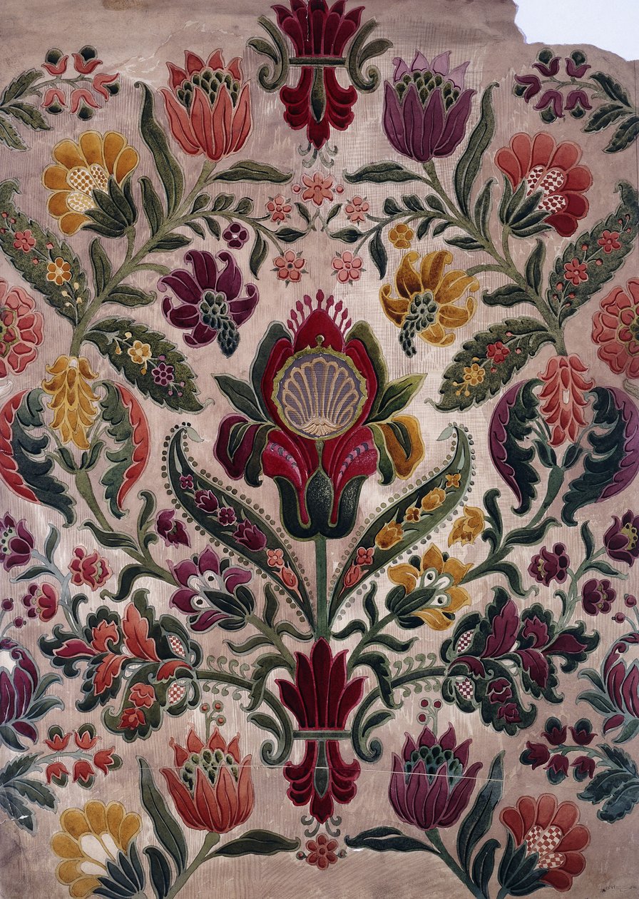 Színes rajzfilm gobelinről, selyemről vagy tapétáról, 1830-40 alkotó: English School