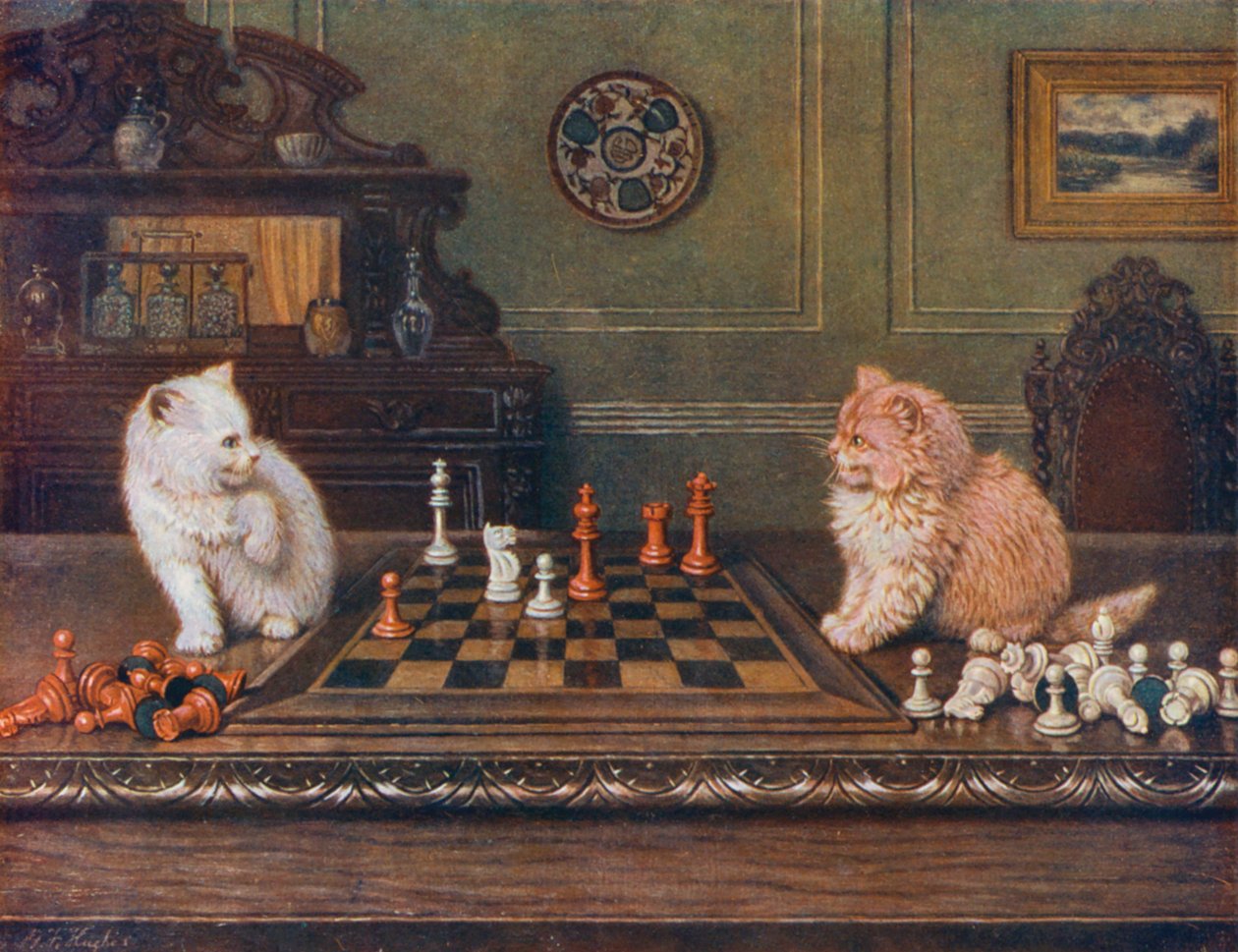 A Game of Chess (színes litográfia) alkotó: English School