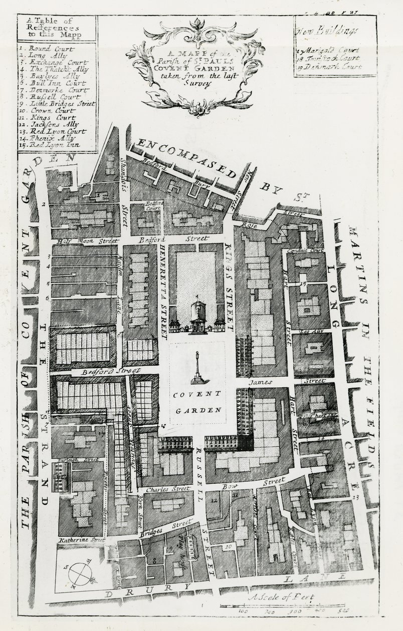 A St Pauls Covent Garden plébánia térképe a legutóbbi felmérésből alkotó: English School