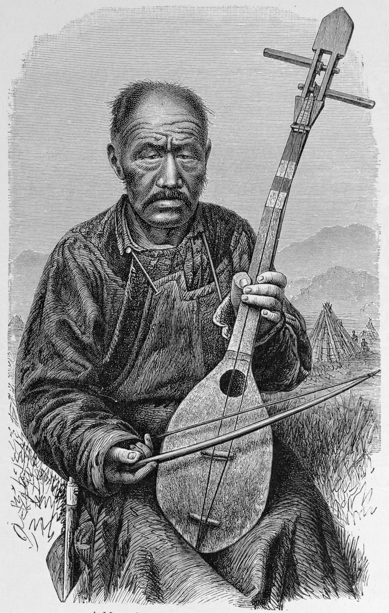 Egy mongol zenész, az „Az emberiség története” III. kötetéből, Friedrich Ratzel professzor, 1898 alkotó: English School