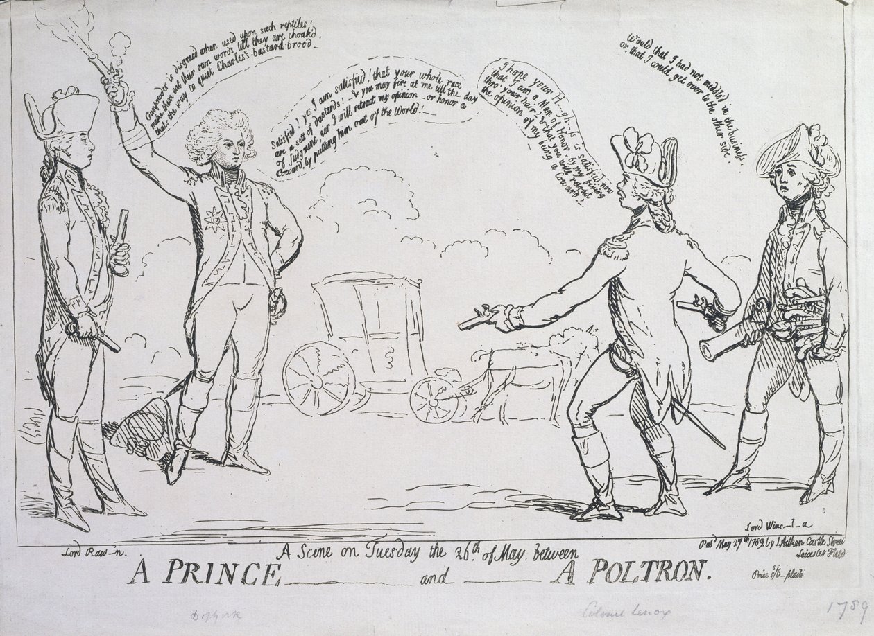 Egy herceg és egy poltron, J. Aitken adta ki 1789-ben alkotó: English School