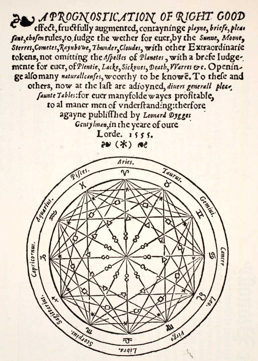 A helyes jó előrejelzése, Leonard Dygges, nyomta: Thomas Gemini, Blacke Friars, London, 1555 alkotó: English School