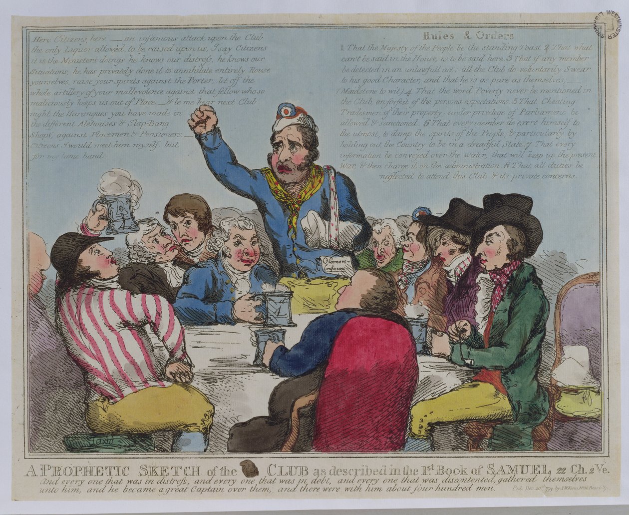 A klub prófétai vázlata Sámuel 1. könyvében leírtak szerint, 22 Ch, 2 Ve, pub. szerző: S.W. Fores, 1799 (színes rézkarc) alkotó: English School