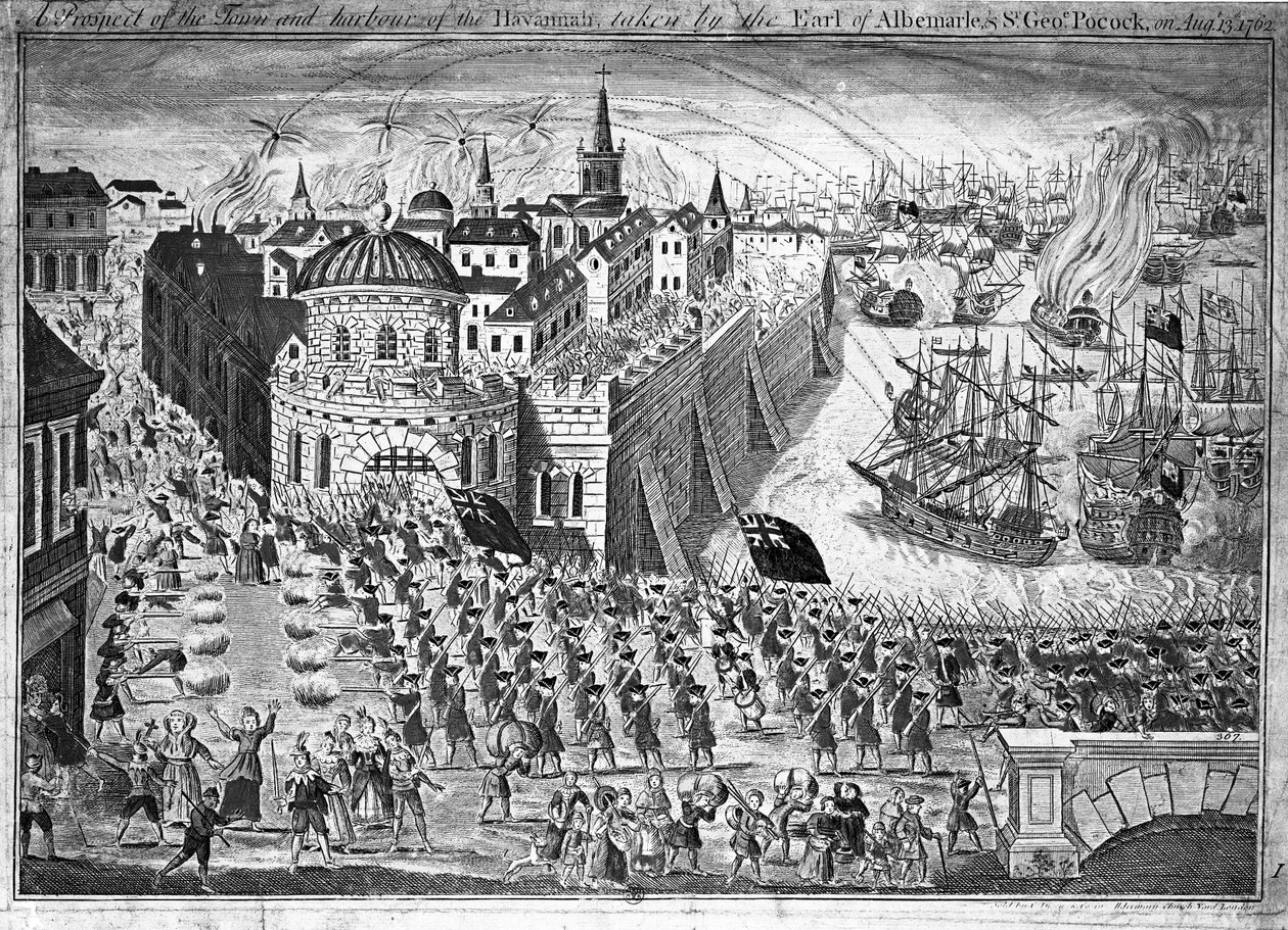 Havannah városának kilátása, Albemarle grófja és Sir George Pocock 1762. augusztus 13-án alkotó: English School