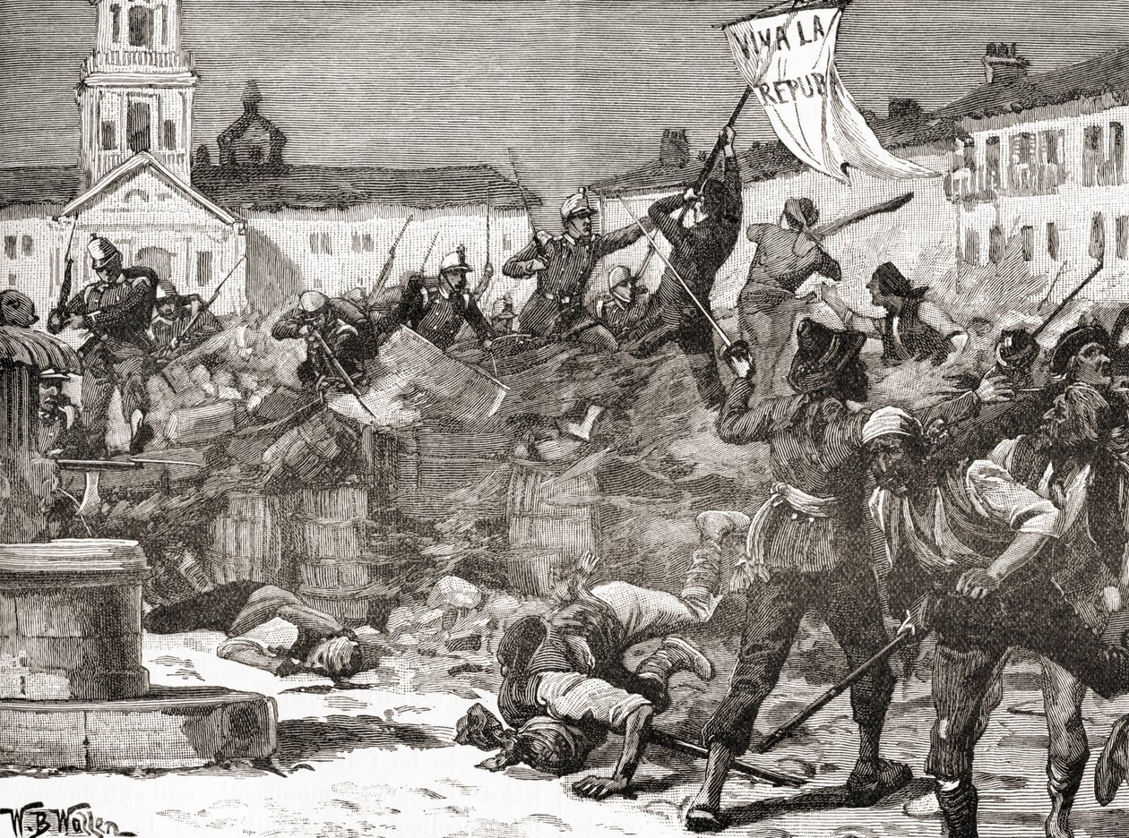 Republikánus felkelés Malagában, Spanyolországban a dicsőséges forradalom idején (La Gloriosa alkotó: English School