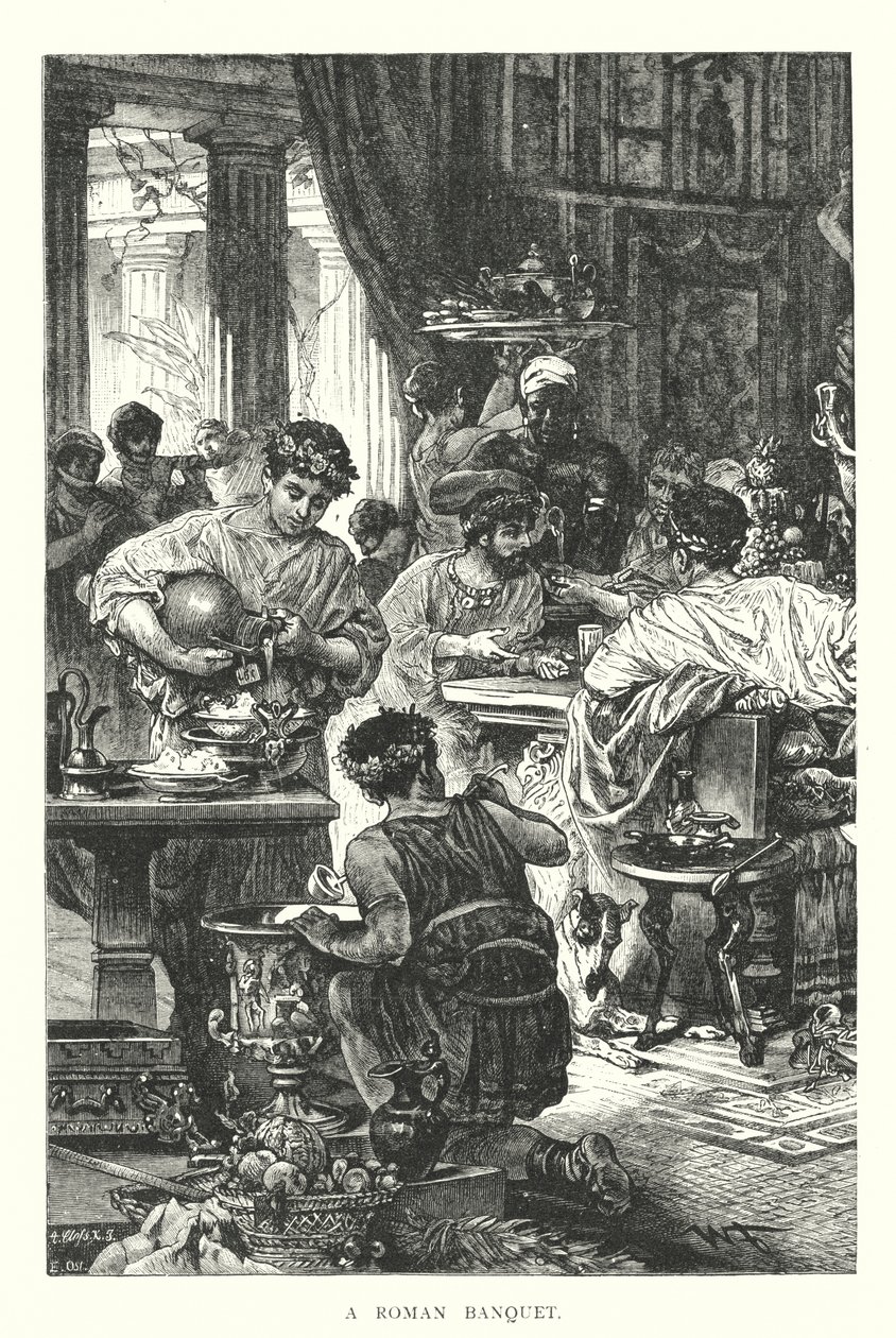 Római bankett (metszet) alkotó: English School