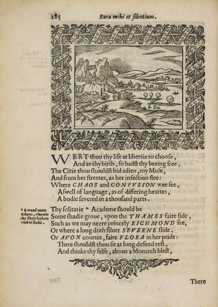 Vidéki jelenet a „Rura Mihi et Silentium” című verssel, a „Minerva Britanna...” illusztrációja Henry Peacham fiatalabbtól alkotó: English School