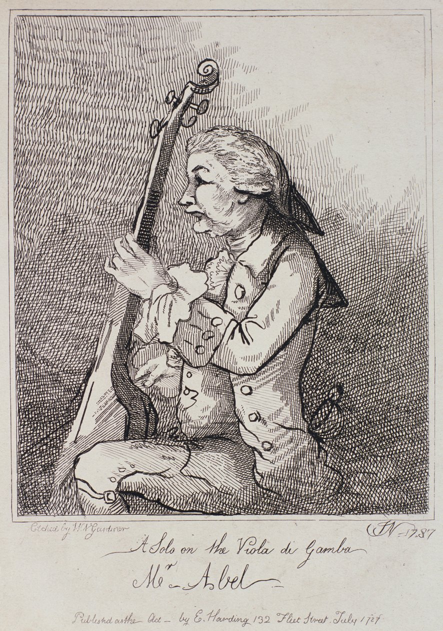 Szóló a Viola da Gambán, Carl Friedrich Abel (1723-87) vésette William Nelson Gardiner (1766-1814) 1787 alkotó: English School