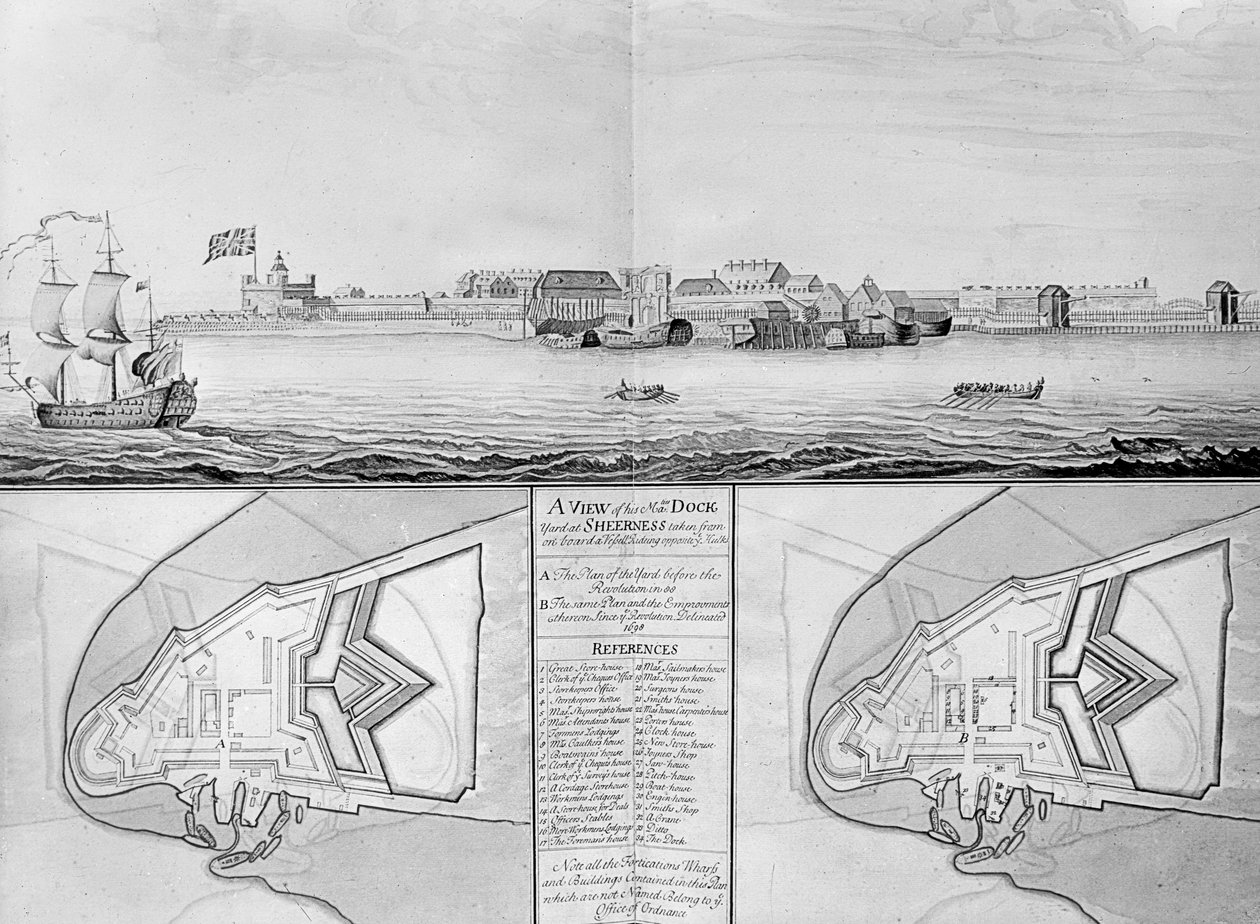 Őfelségei Dockyard képe Sheernessben, 1698 alkotó: English School