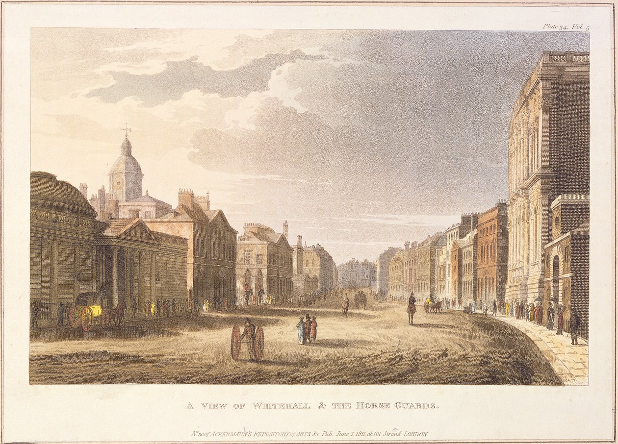 Whitehall és a Lóőrök látképe, Ackermann