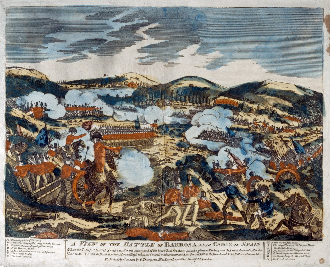 Kilátás a barossai csatára, 1811 (színes fametszet) alkotó: English School