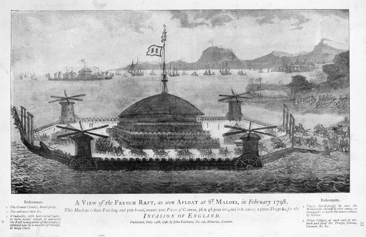Kilátás a francia tutajról St. Malóban, 1798. február (akvatinta) alkotó: English School