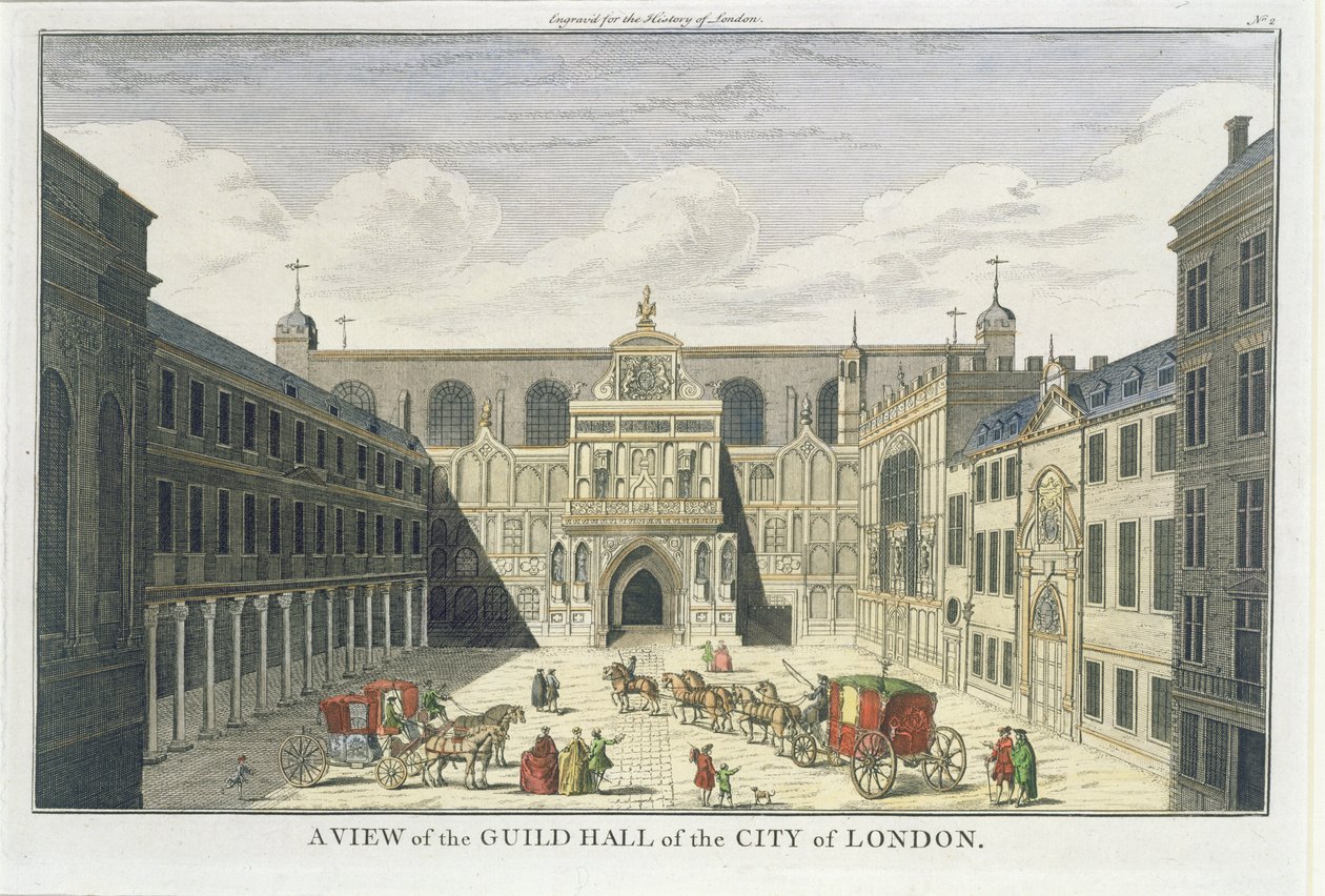 Kilátás a City of London céhtermére, a The History of Londonból, XVIII. vége alkotó: English School