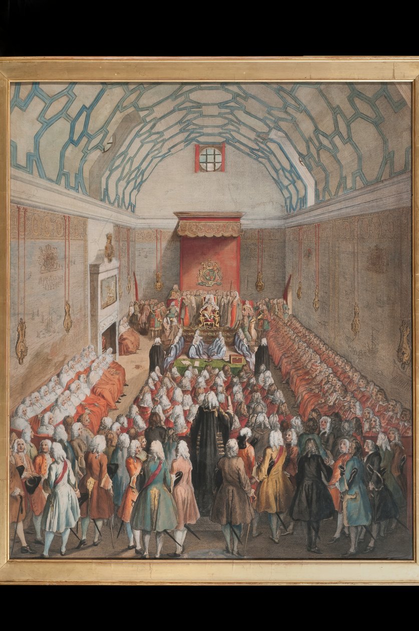 A Lordok Házának képe, metszett: Benjamin Cole (fl.1748-75) c.1755 (kézzel színezett metszet) alkotó: English School