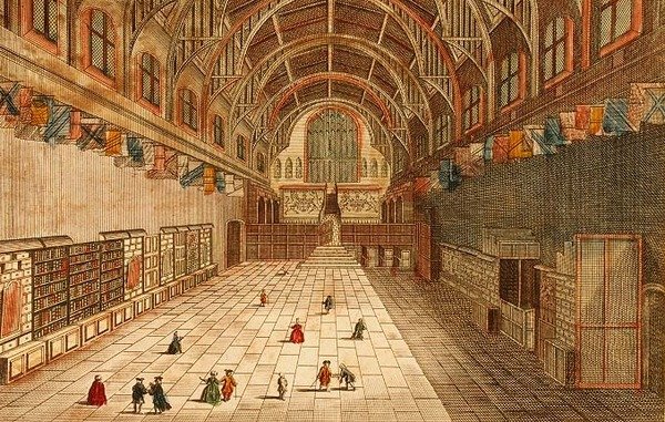 Kilátás a Westminster Hall belsejéből (metszet) alkotó: English School