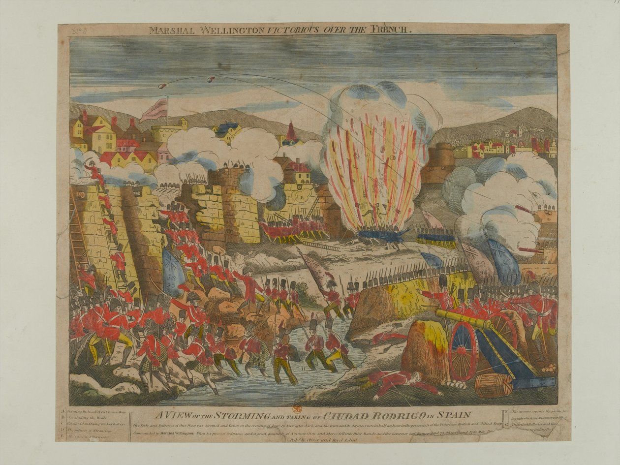 Kilátás a spanyolországi Ciudad Rodrigo 1812-es lerohanására és elfoglalására, kiadó: Oliver és Boyd 1812 alkotó: English School