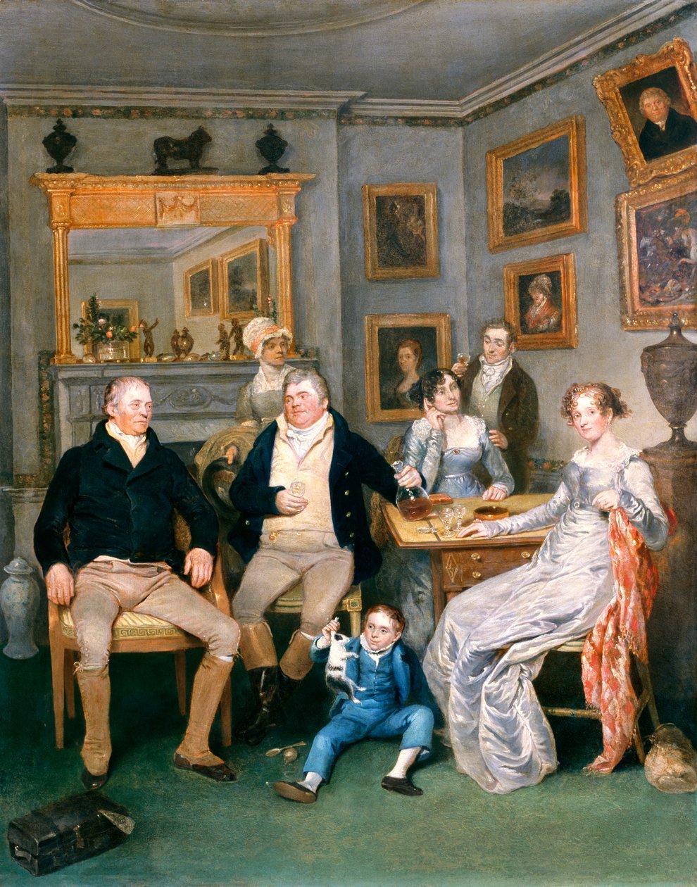Családi jelenet egy hazai belső térben, 1815-20 körül alkotó: English School
