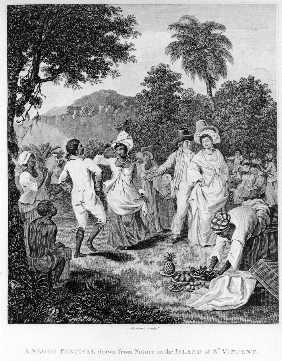 Fesztivál St. Vincent szigetén, a Nyugat-Indiában élő brit gyarmatok története, polgári és kereskedelmi, Bryan Edwards által, vésett Philipp Audinet, 1794-es átdolgozott kiadás (engr. alkotó: English School