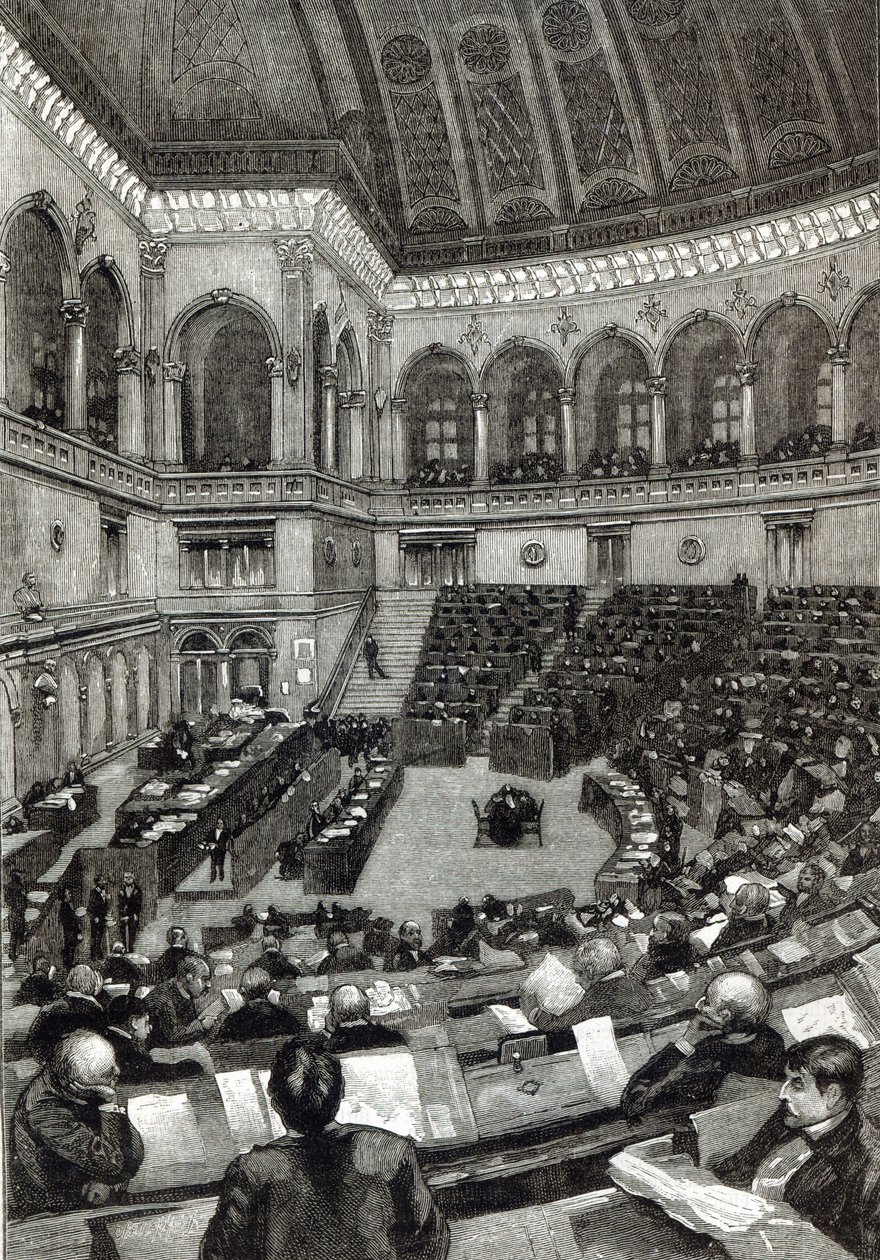Egy éjszakai ülés az olasz képviselőházban, a "Szabadidő órája" című filmből, 1891. alkotó: English School