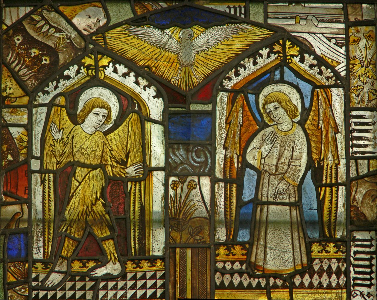 A keleti ablakban angyalokat ábrázoló panel alkotó: English School
