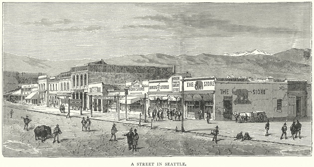 Egy utca Seattle-ben (metszet) alkotó: English School