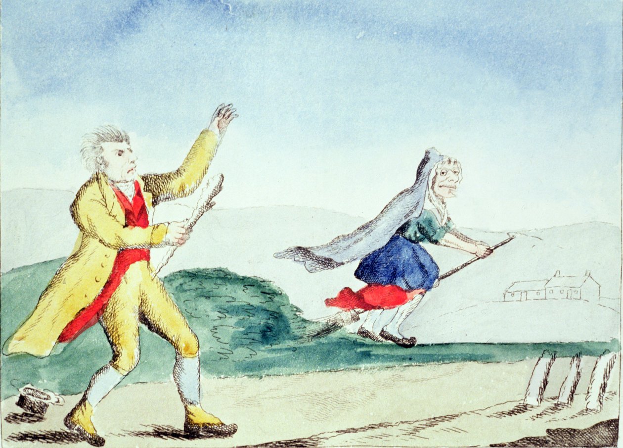 Egy boszorkány megijeszt egy embert egy csókkal, 1790-es évek alkotó: English School