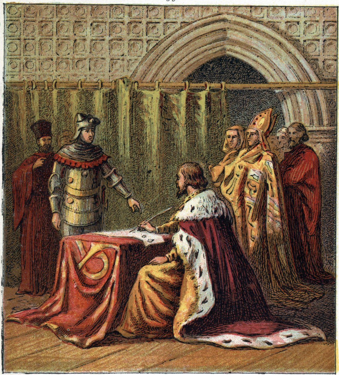 II. Richárd angol király (1367-1400) lemondását 1399-ben unokatestvére, Henrik (IV. Henrik angol) javára alkotó: English School