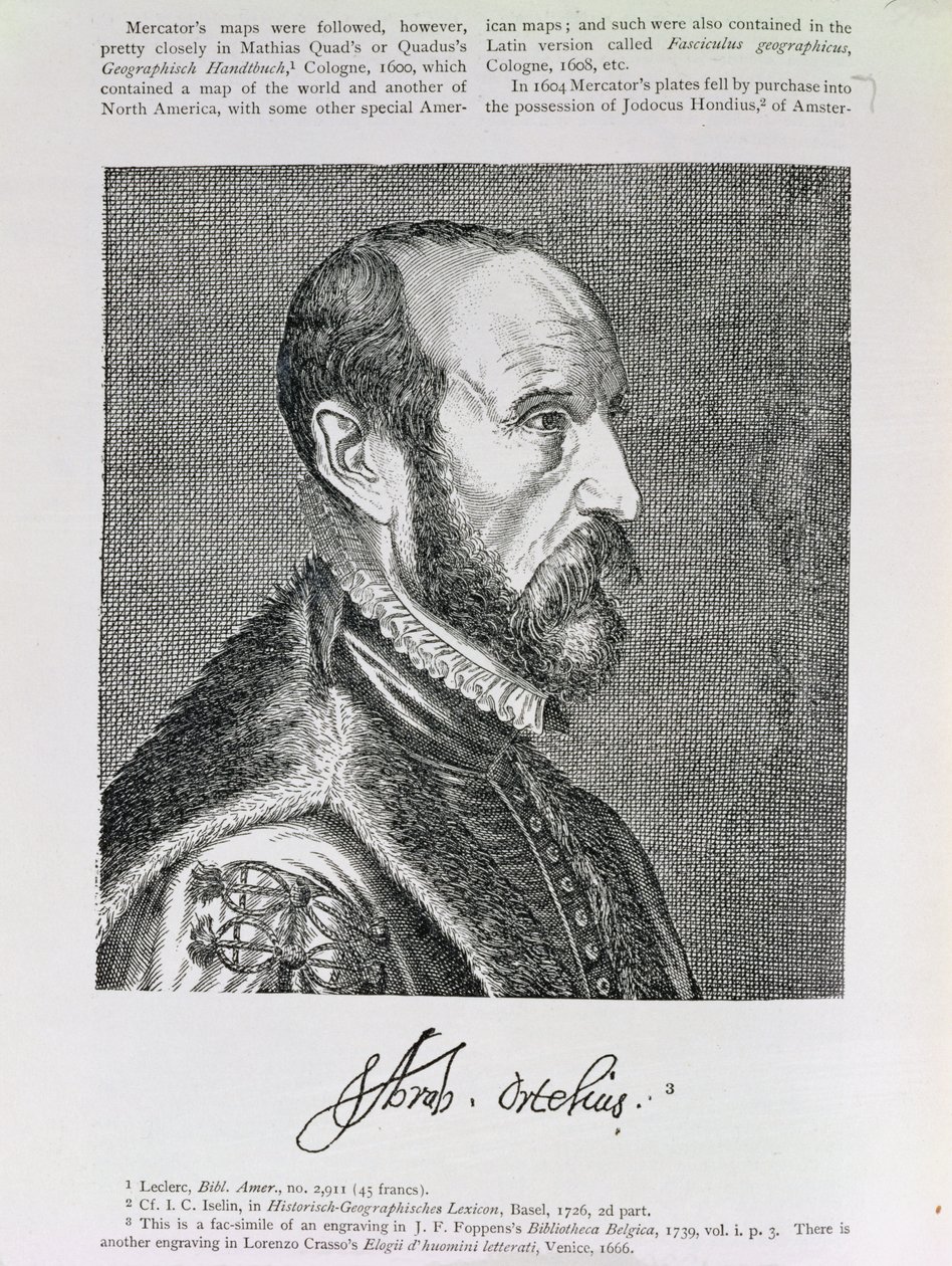 Abraham Ortelius (1527-98) illusztrációja az „Amerika narratív és kritikai története” IV. kötetéből, 1886 alkotó: English School