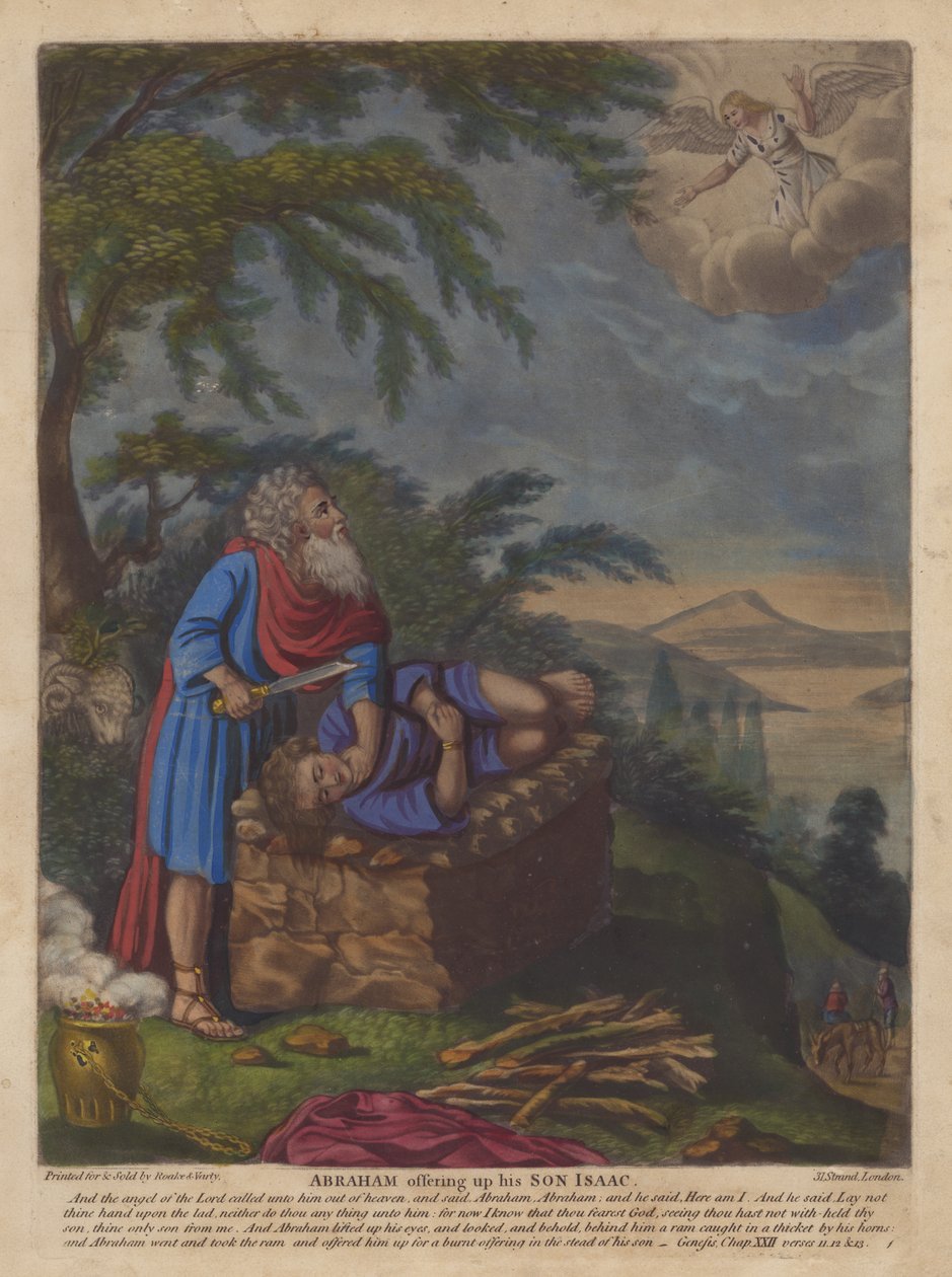 Ábrahám felajánlja fiát, Izsákot (színes litográfia) alkotó: English School